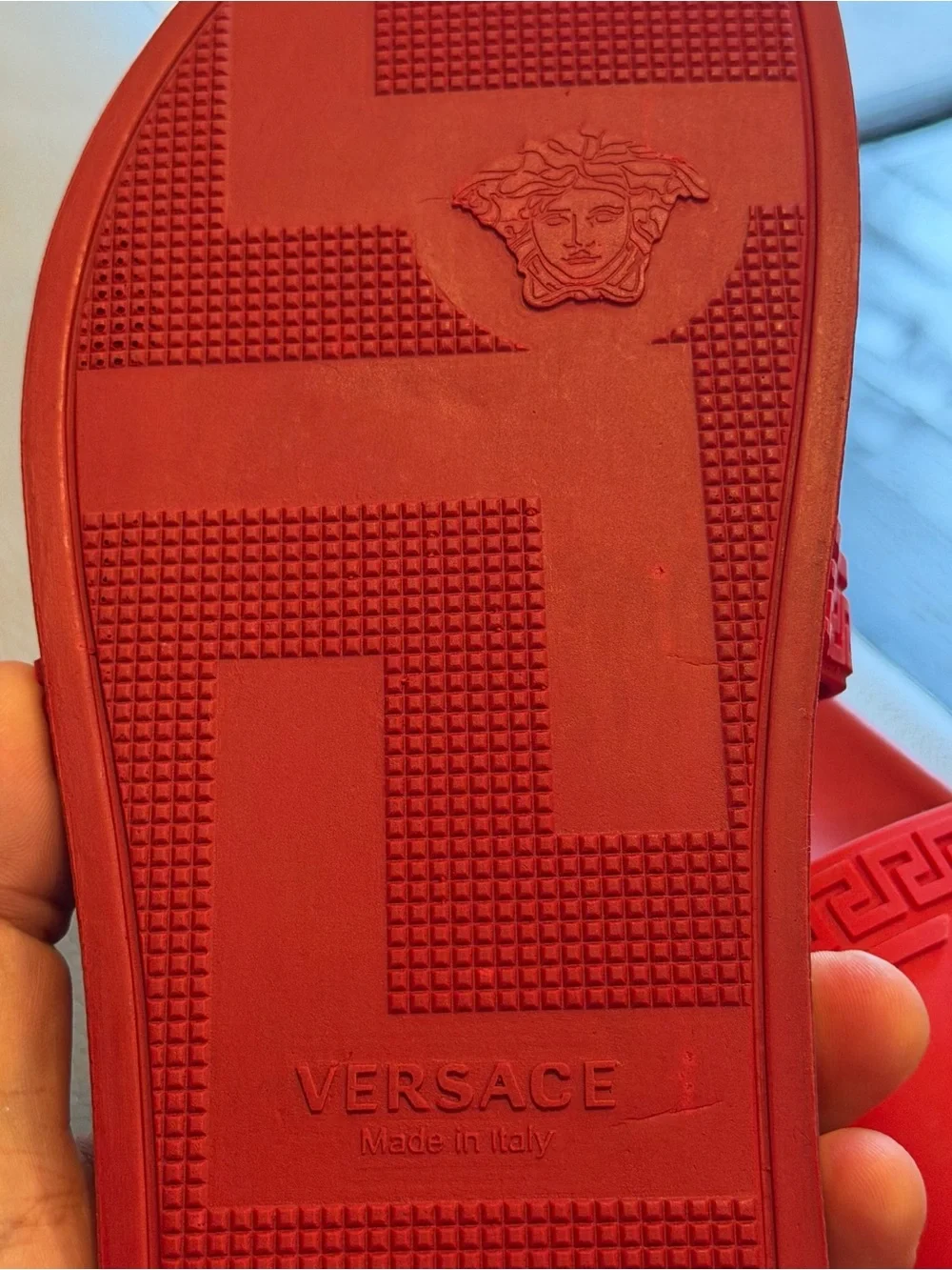 Versace Red Medusa Rubber Slide Sandals